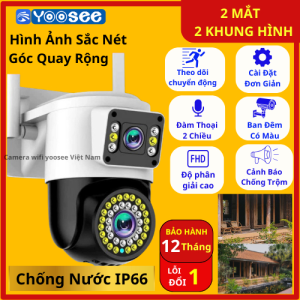 (TẶNG hộp kỹ thuật) Camera Yoosee màu full HD xoay 360 độ đàm thoại 2 chiều xoay theo người báo động chống trộm