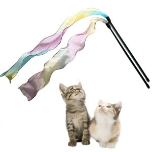 Interactive Cats Toy Colorful Ribbon Cat Teasing Stick Kitten Playing Teaser Wand Toy Cat Stick Toy Cat Supplies Accessories
