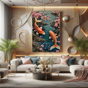 Wallpaper Stiker Dinding Ikan Koi 3d Terlaris Stiker Ikan Koi Untuk Ruang Tamu Stiker Ikan Koi 3d