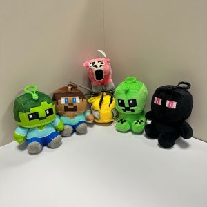 NEEUJ Bee MC Key Chain Pink Cow Zombie Enderman Keyring Useful Block Plush Steve Pendant Bag Pendant