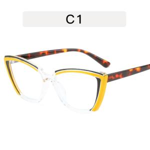 JN IMPRESSION Retro Color Matching Triangular Cat Eye TR90 Frame Plain Glasses Personalized Female Anti-blue Light Glasses