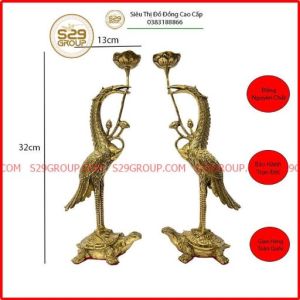 Hạc đồng thờ cúng gia tiênphụ kiện thờ cúng bằng đồng cao cấp