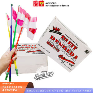 [1 Dus] pluit bendera merah putih / bendera pawai merah putih / bendera karnaval / bendera HUT RI / bendera tangkai peluit 30 pack