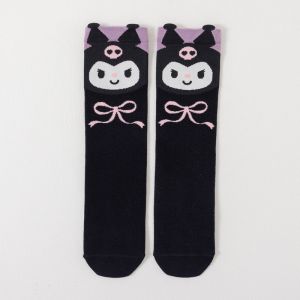 Sanrio Kuromi Calf Socks Childrens Cartoon Bow Knot Princess Stockings Leggings Shaping Socks Childrens Cuff Socks