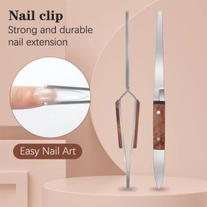 Happy Pretty Shop Jn Molding Tweezer Gel Extension Quick Building Shaping Tweezers Cross Nail Clip Nail Art Tool Professional Manicure Tools Wooden Handle Clip
