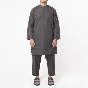 KHOIRUMMAH Koko Kurta Khaidar Set - Baju Pria Dewasa Lengan Panjang - Koko Kurta Polos - Mocca