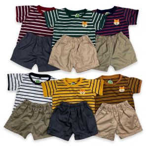 Setelan Pendek Premium Pineapple Kids Terbaru 2022 Baju Anak Cowok 3 4 Tahun Kekinian Set Garis Anak Setelan Kaos Bayi laki-laki Salur Strip