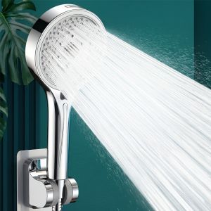 DJRGS Water Saving Large Panel Shower Head Easy Installation Seven-speed Pressurized Shower Head Bathroom Accessory Multi-functional Adjustable Water Flow Mode Shower Head Household