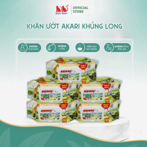 Khăn ướt Akari khủng long vải không dệt rayon cao cấp 130 miếng 13.5x20cm không paraben dành cho bé