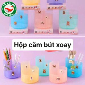 Ống cắm bút 3 ngăn xoay 360 cỡ lớn cực xinh WY-7752