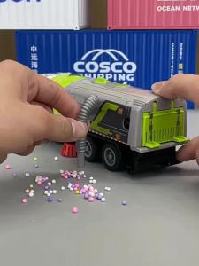 2026 1:50 Electric Sweeper Model Toy Cars Alloy Diecast Garbage Trucks Sound Light Doors Opened Engineering Vehicles for Kids Gifts