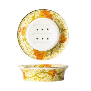 Đĩa đựng xà phòng gốm với handpainted sáp hoa đứng cho thanh lịch trang trí phòng tắm nhiệt độ cao bắn giá đặt xà phòng