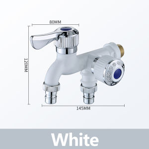 TIHOLE 1/2 inch plastik faucet 2 way washing machine bathroom shower toilet faucet water tap two way Universal Interface Faucet Double Outlet Dual Control basin twin head valve Water Tap Connector kepala paip sink 双头水龙头