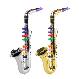 Saxophone Toy for Kids with 8 Colored Keys Kids Musical Instruments Ages 6-12 Plastic Saxophone Trumpet Musical Gift