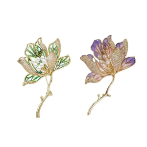 2pcs Elegant Hibiscus Flower Brooch Set Stylish Hibiscus Flower Brooches Charm Versatile Accessory For Any Occasion