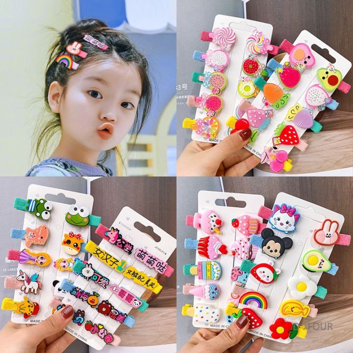 10PCS Cute Hair Clip Set Bangs Hairpin Flower Fruit Baby Girl