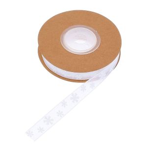NCB11 Translucent Christmas Snowflake Organza Ribbon Red Snowflake Printed Satin Ribbon DIY 1/2.5cm Organza Tape Gift Wrapping
