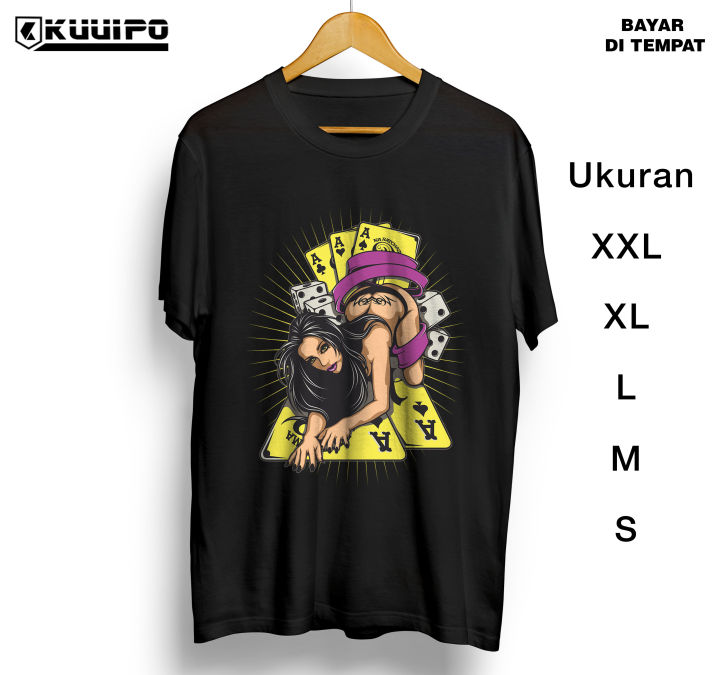 Baju kaos Distro gaul casino cewek gambar cewek sexy FTD