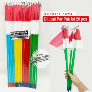 bendera pawai per pack / bendera karnaval / bendera HUT RI tangkai isi 20 pcs