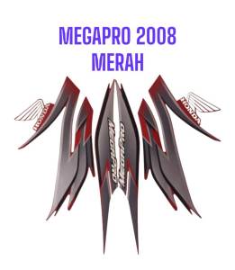 Sticker Lis Striping Honda Megapro Primus tahun 2008 Merah Silver