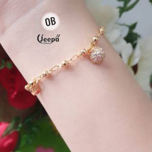 Gelang Tangan Xuping Bola Setengah  Berkilau Kristall Fashion Wanita