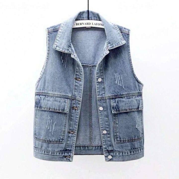 Korea S-5XL Women's Season 4 Can Wear New Denim Vest Short Simple Large ...