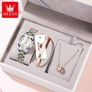 OLEVS นาฬิกาผู้หญิง ของแท้ดั้งเดิม 100% ตัวเลข นาฬิกาทองคำ ปฏิทิน เรืองแสง ชุดกล่องของขวัญ