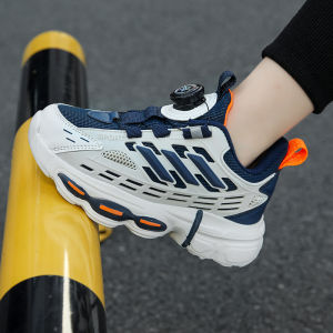 2024 New boys sports shoes with rotating buttons fashionable leather surface waterproof anti slip wear-resistant versatile girls sports shoes casual and popular shoes popular trend