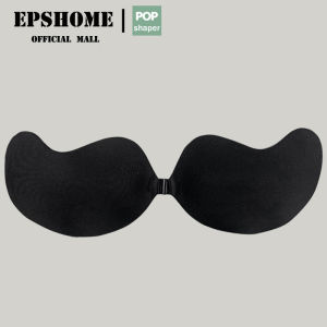 EPSHOME Casual Plain Push UpBreathable Mango Shape SelfAdhesive Reusable Invisible Nipple Pad Bra for Woman (Black/Nude)