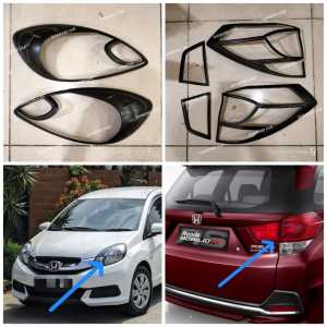 Paket Garnish Cover Lampu Depan Belakang Hitam Doff Mobilio 2014-2016