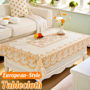 QUIVLOX Scalding Golden Flowers Pattern Tablecloth Waterproof Oil Proof Anti-scalding Nordic Style Rectangular Table Mat Home Decor