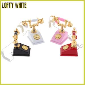 Lofty White 1PC 1:12 dollhouse โทรศัพท์ขนาดเล็ก Retro ROTARY โทรศัพท์สำหรับตกแต่งตุ๊กตา