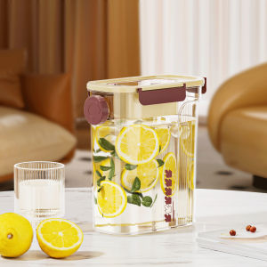 Large Summer Drink Dispenser - 2L/3L/4L BPA-Free Plastic Pitcher with Leakproof Lid & Measurement Marks Narrow Design Fits Fridge Door Stackable for Space Saving (Hot/Cold)