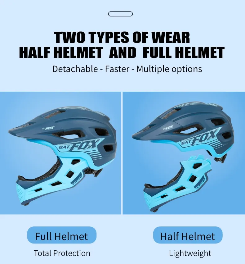 BATFOX New Bicycle Helmets For Kids Full Face Detachable Mountain Bike  Helmet Integrally-Molded Child Safety MTB Cycling Helmets - Main Image