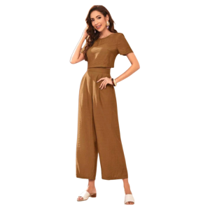YAEL Textured Fabric  Top and Pants Set Terno