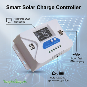 Solar Charge Controller 100A/60A/40A/30A/20A 12V/24V Auto LCD Display 4 USB for Outdoor Solar Regula