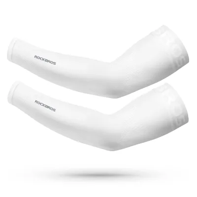 ROCKBROS Ice Silk Sunscreen Sleeves Bike Cycling Arm Sleeves Anti-UV Anti-slip Stripe Breathable Men Women Arm Running(A Pair)