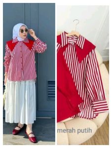 Kemeja Salur merah putih spesial 17 agustusan