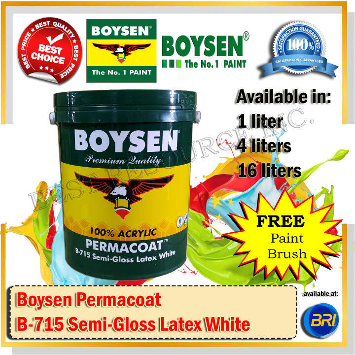 Boysen Premium Quality Permacoat BS 715 Semi-Gloss Latex White 1 liter ...