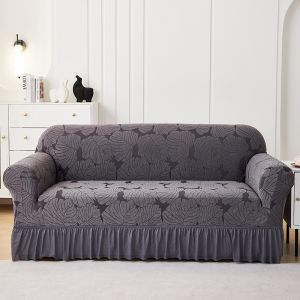 Universal Sofa Cover Elastic Slipcover Non Slip Embossed Thick Fabric Skirted Living Room L Shape 1 2 3 4 Seater