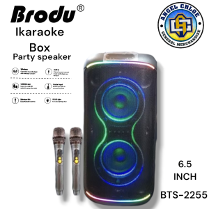 BTS-2255 6.5x2 Inch Wireless Portable Bluetooth Speakers with 2 wireless microphone