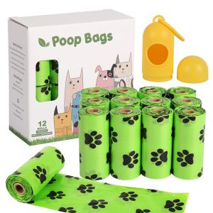 12Rolls/ 16Rolls/ 20Rolls Doggie Poop Bags Disposable Dog Poop Bags Cat Fecal Bags Pet Waste Bag For Dogs & Cats