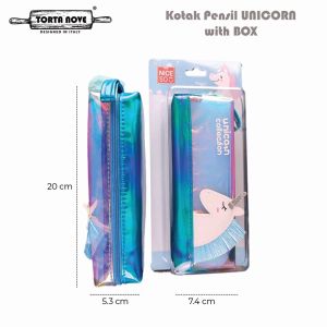 Kotak Pensil anak Sd viral estetik Unicorn Magic Mermaid METALLIC Pouch Tempat pensil