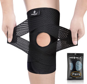 NEENCA 2 Pack Professional Knee Brace with Side Stabilizers Medical Knee Support with Mesh Weave Tech Knee Wrap with Ultra-Soft Bandage for Knee Pain Arthritis Injuries Relief Running Workout Sports