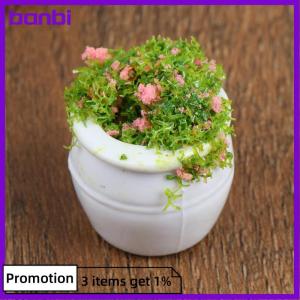 banbi เฟอร์นิเจอร์บ้านตุ๊กตา2ชิ้นกระถาง1:12บอนไซพืชสีเขียวขนาดเล็ก