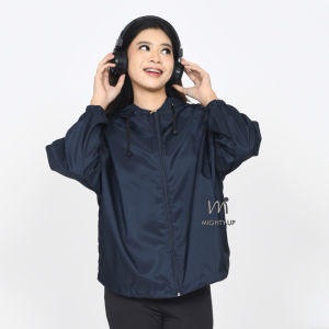 Jaket Parasut Olahraga Uniseks - Jaket Waterproof & Sun Protect Hoodie Outdoor Mighty UP X CourdBlu