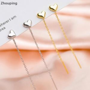 【ZP】 Flash Sale Cute 1Pair Trend Long Wire Tassel Thread Chain Climb Star Heart Beads Pendants Drop Earrings For Women Straight Hanging Ear Jewelry