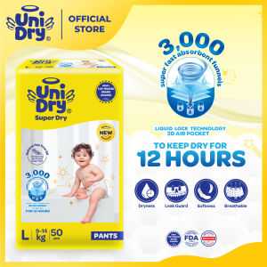 UniDry Super Dry Baby Pull Up Pants Diaper | 12H Dryness | Ultra Absorbent | Large (50pcs)