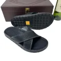 Mens Cow Leather Slippers Fashion Solid Cast Rubber Sole B408. 