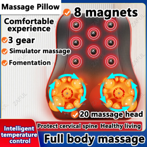 ZAFUL Electric Neck Back Massager Pillow Heating Multifunction Adjustable Remote Control Device for Comfort